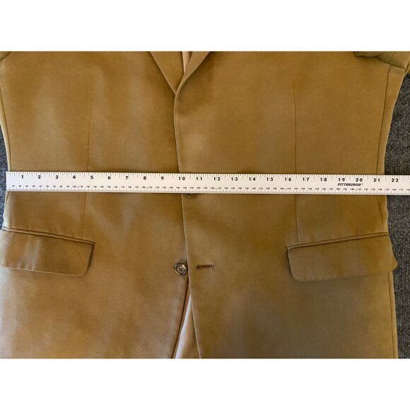 Chaps Mens 44L Tan Vegan Suede Blazer Two-Button Sport Coat Fall Academia Jacket - Picture 10 of 16